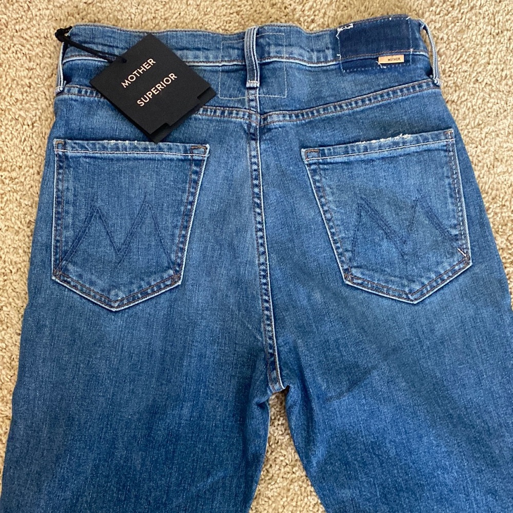 Mother Denim Jeans size 29 High Waisted Rider Skimp, straight leg opening.
